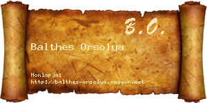 Balthes Orsolya névjegykártya
